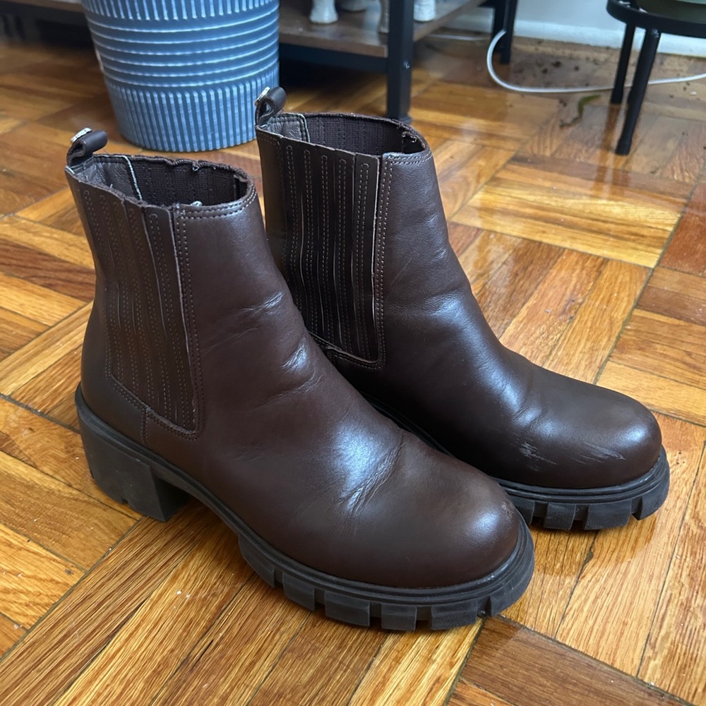 Steve Madden Brown Rankel Leather Lug Boots - Picture 14 of 14